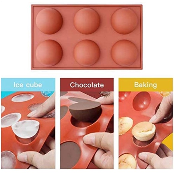 HomEdge 6-cavity Large Semi Sphere Mold 3 Packs Brown - Picture 8 of 10